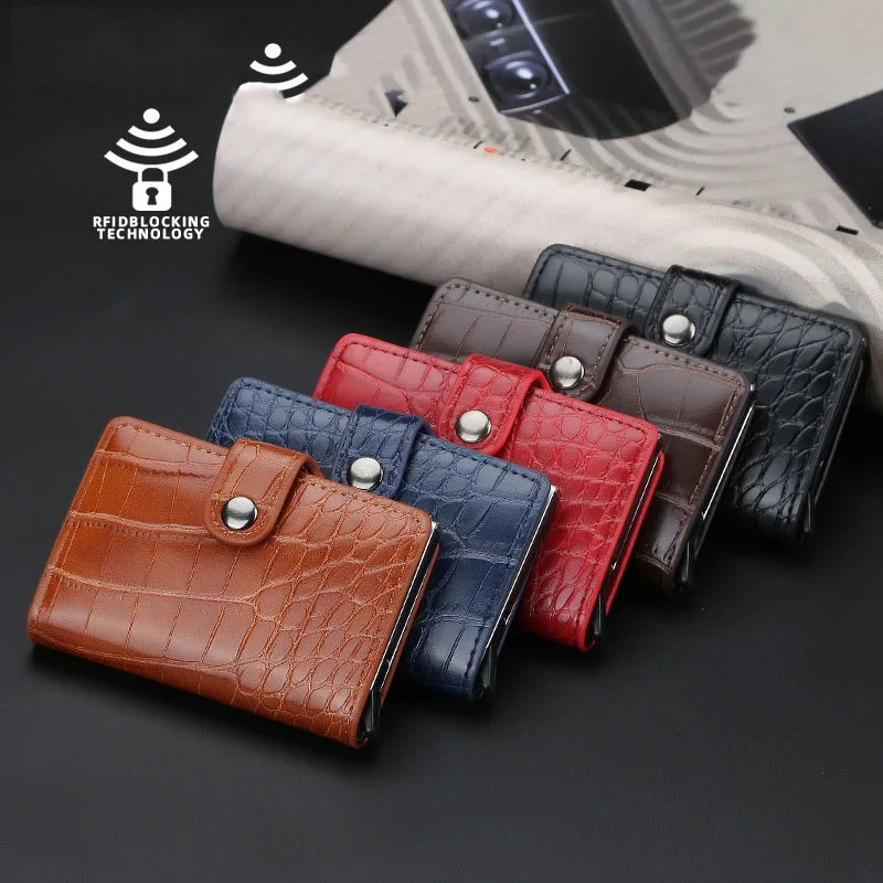 

Crocodile Pattern Hasp Men ID Card Holder Wallet Case Anti RFID Blocking Protection Slim Mini Small Wallets Money Bag Purses