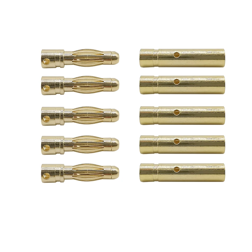 10Pairs Gold Plated Copper Bullet Banana Plug 2mm 3mm 3.5mm 4mm Female Male Connectors RC Battery Parts Head | Обустройство дома