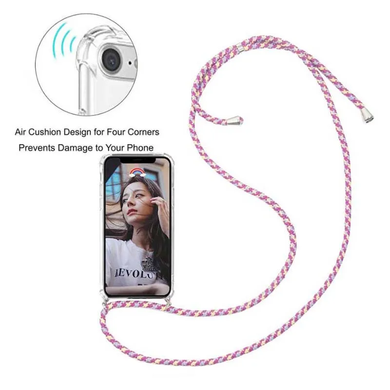 Прозрачный чехол для телефона из ТПУ с ремешком через плечо и длинной цепочкой