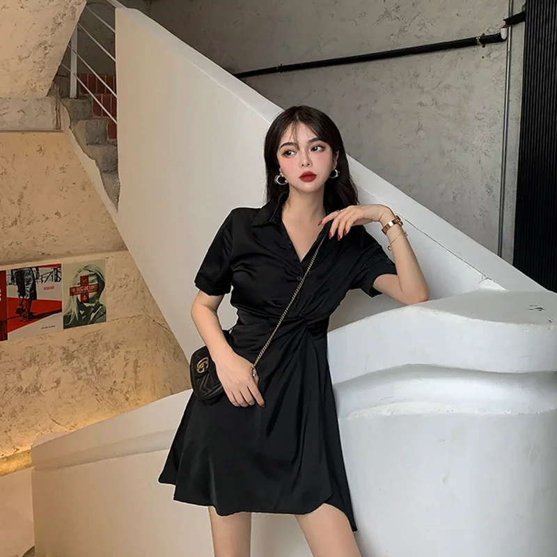 

2021new summer dress with cute and sweet little black dress