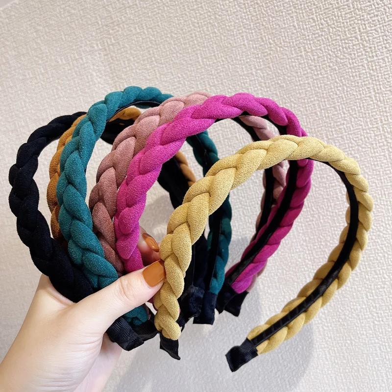 

Korean Style Fruit Color Braided Braid Headband Girl Simple New Solid Color Hairband Headwear for Women Fashion Hair Accessories