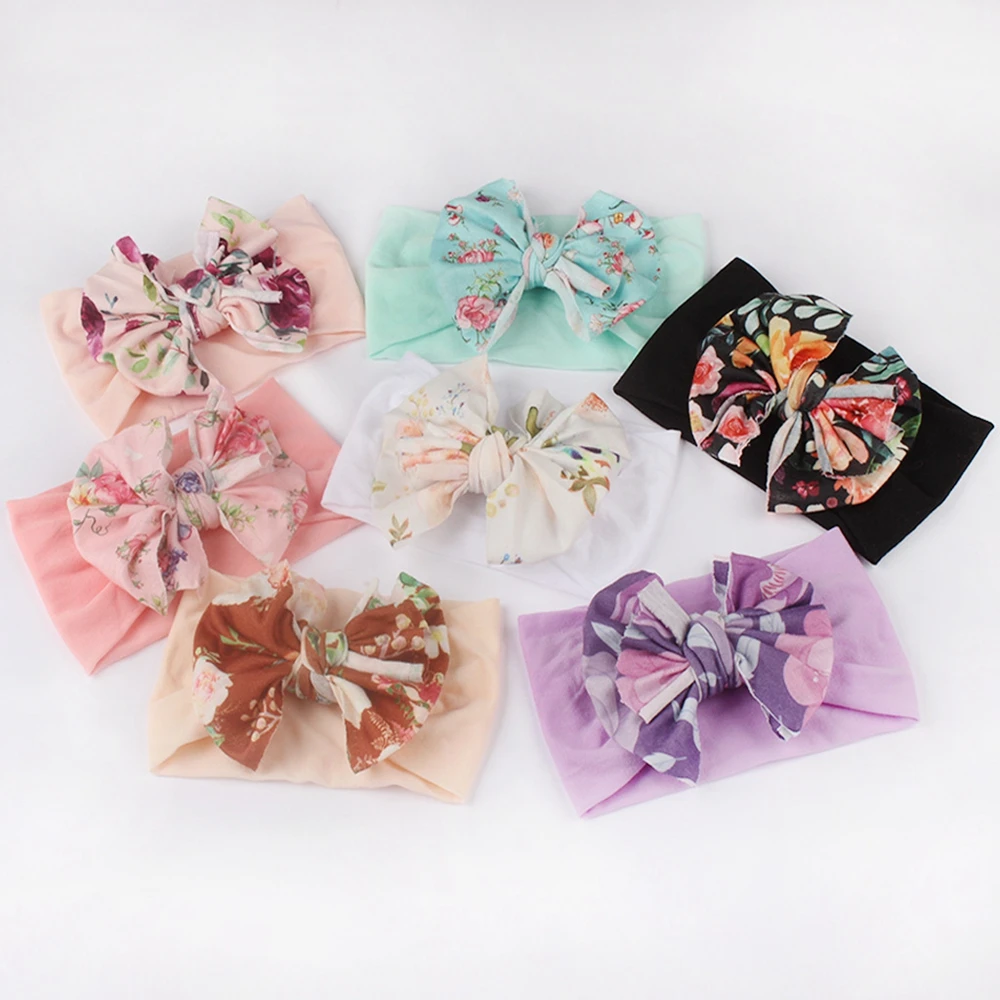 

Bohemian Style Cute Print Bowknot Infant Headband Comfortable Soft Elastic Nylon Hairband Fashion Bows Headwear Kids Accessories