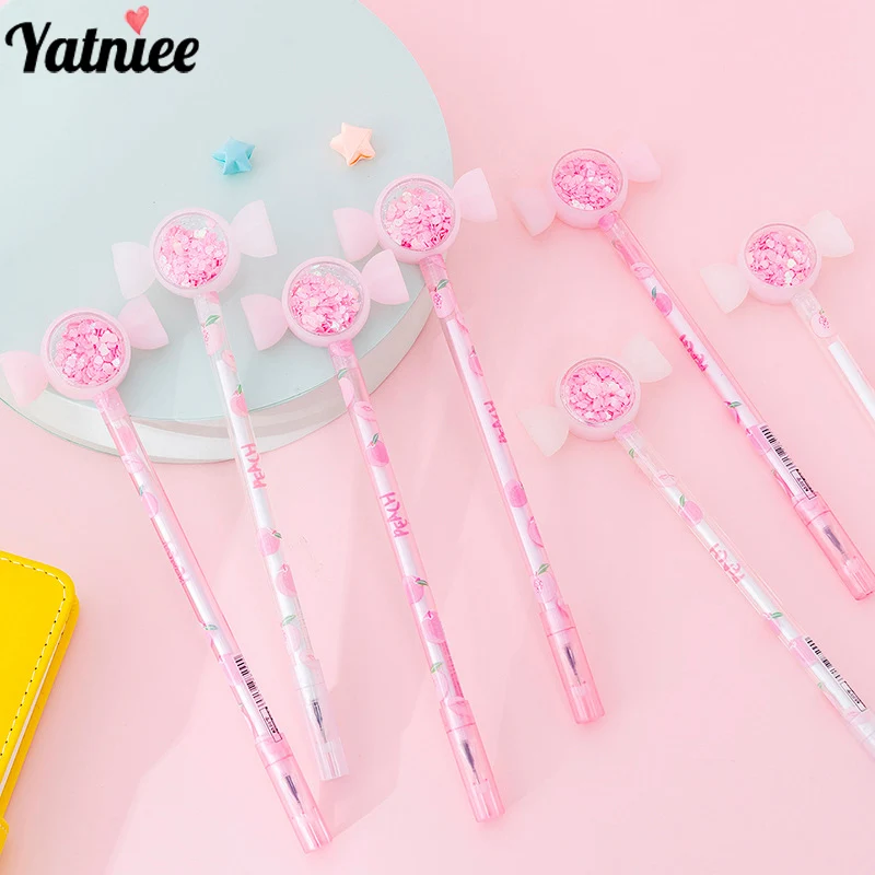 

Yatniee 2pcs Set Candy Gel Pen Cute Creative Girls Writing Pens Students Black Ink Gel Pen Office Supplies Stationery Gifts