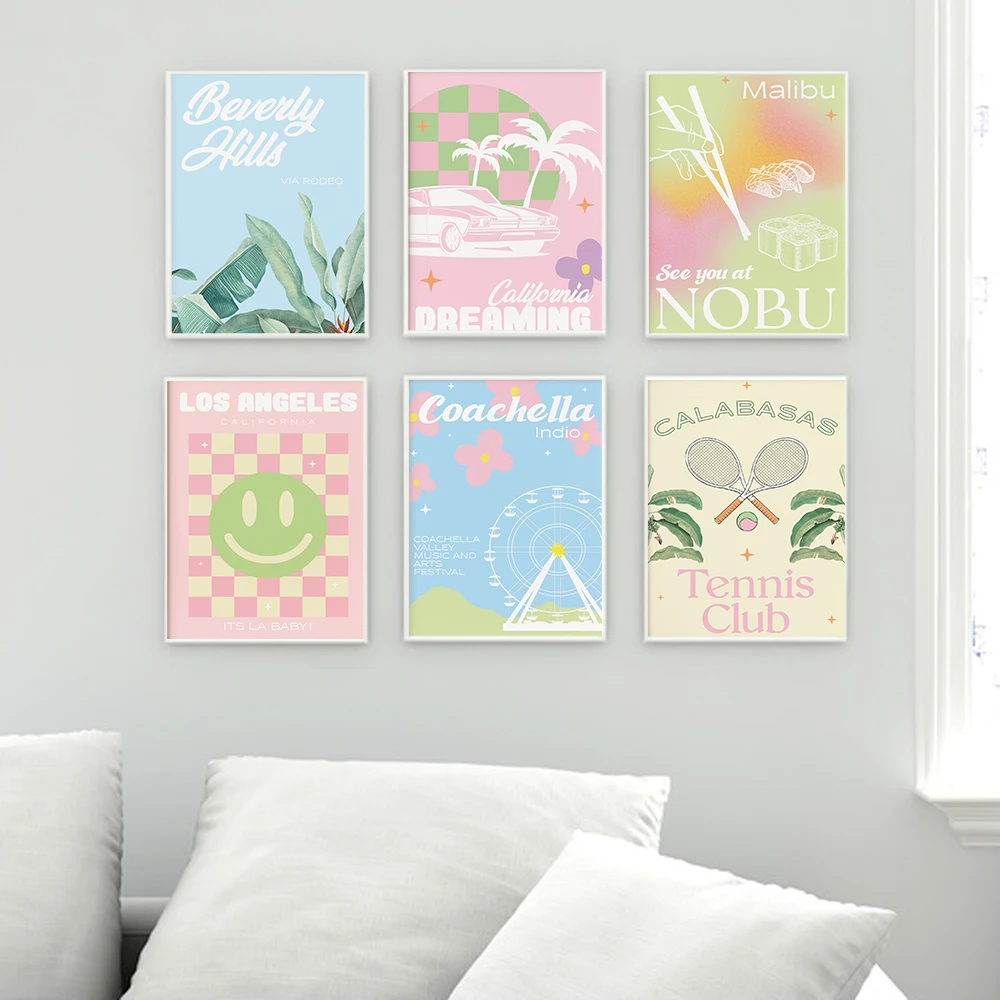 Modern Nordic Poster California Gallery Canvas Painting Smiley Face Art Print Botanical Wall Picture For Living Room Home Decor | Дом и сад