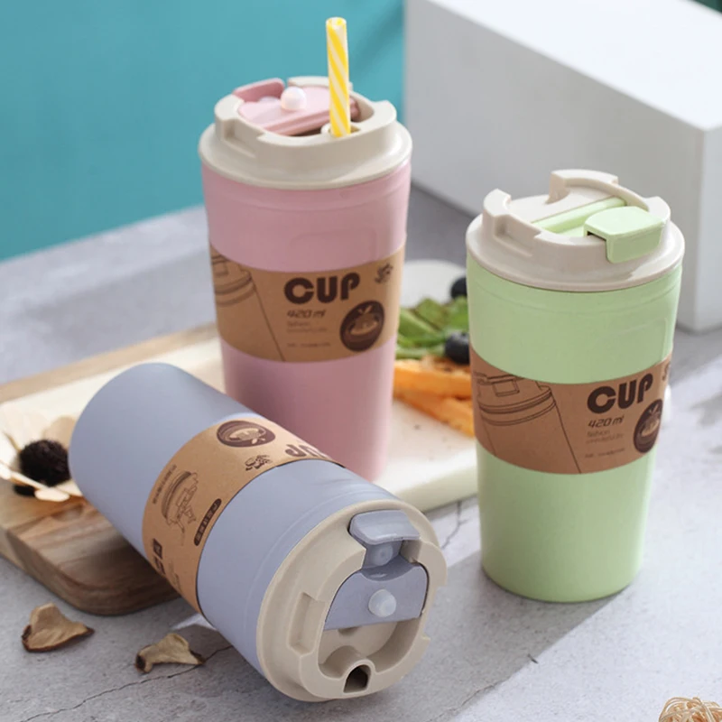 Бутылка для воды из бамбукового волокна герметичные кружки с соломинкой