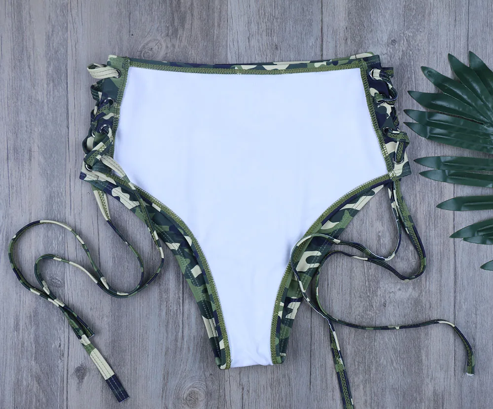Melphieer Camouflage print bikini set High waist Swimwear women sport two pieces swimsuit Women Bikinis XL Bathing Suits biquini | Женская