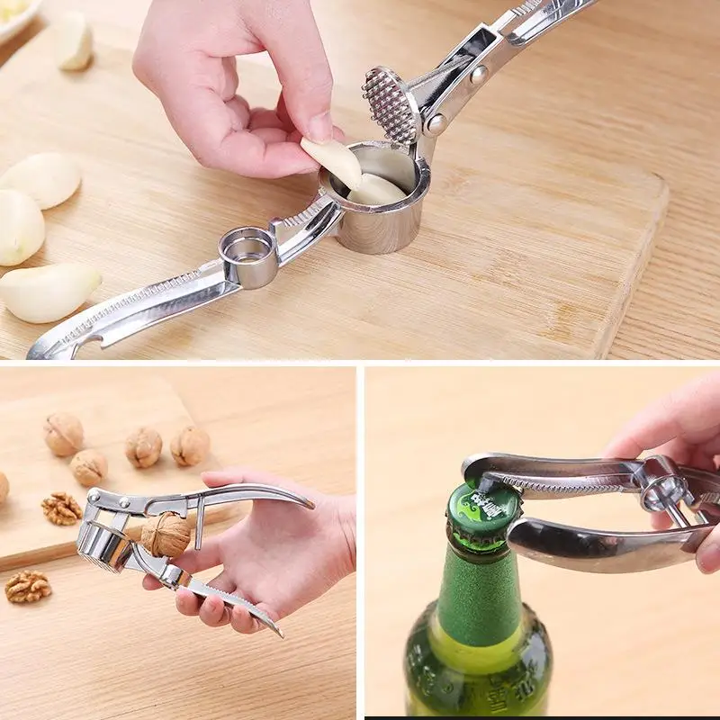 

5 In 1 Multifunction Sturdy Ginger Mincer Garlic Press Tools Stainless Steel Kitchen Crusher Vegetables Cooking Masher Handheld