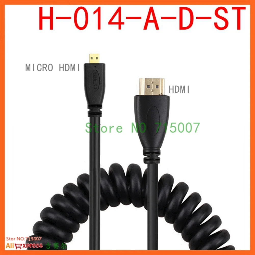 Right & Left Angle Mini HD- compatible HDTV & Micro HD male to male stretch Spring Curl Flexible Cable V1.4 DSLR 0.5M/1.5M images - 6