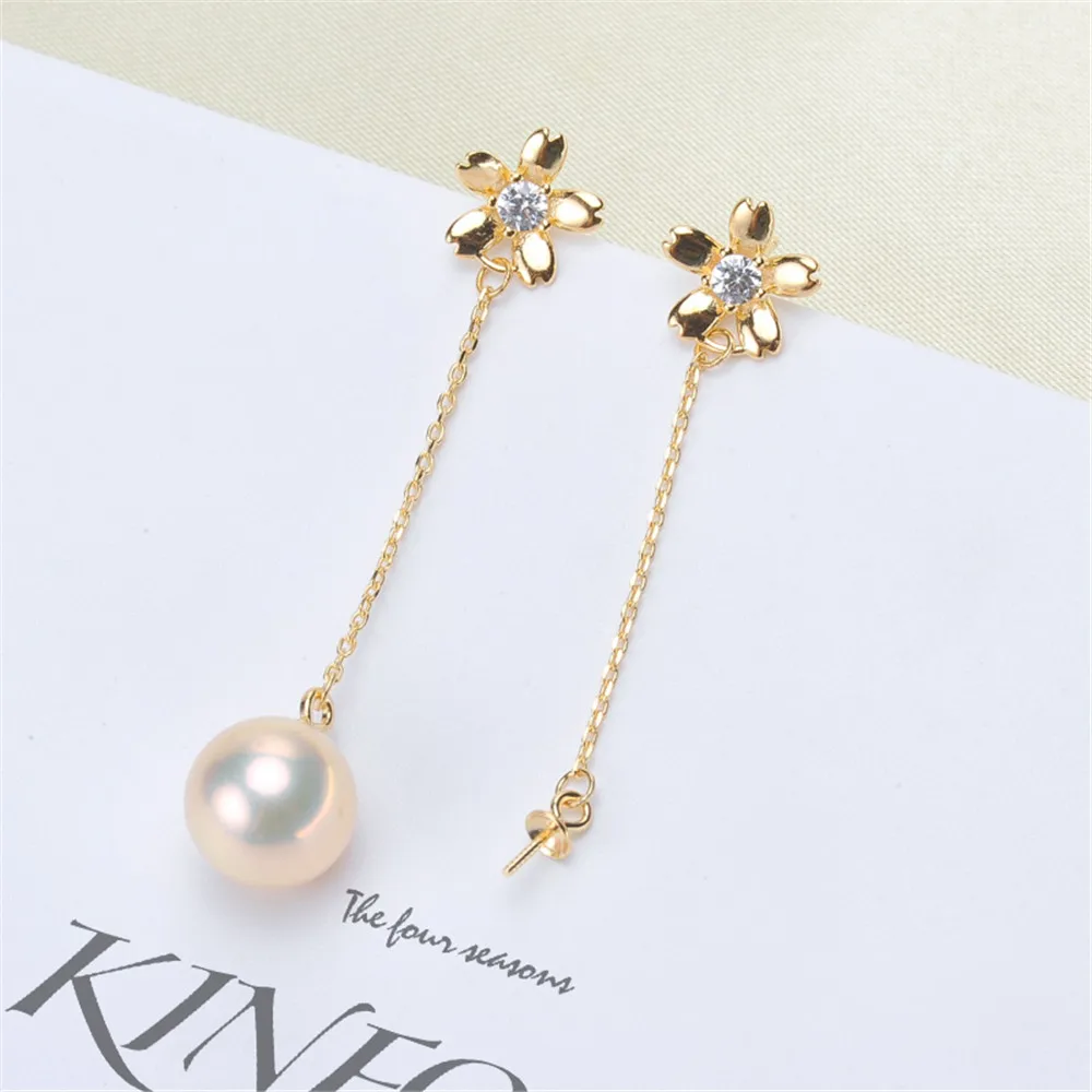 

925 Sterling Silver Plating Earrings Pearl Earrings Accessories Findings Earrings Jewelry Parts Fittings Mountings DIY Girl Gift