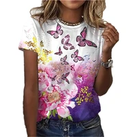 butterfly pattern casual womens cloth t shirt womens color womens short sleeve t shirt womens