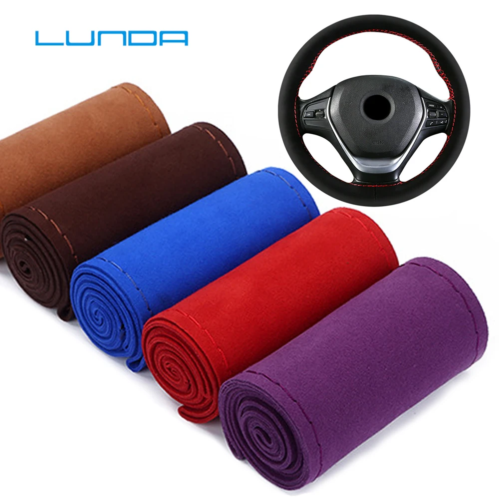 

38cm Suede Cow Leather Car Steering Wheel Cover Hollow pattern for BMW E90 F01 F06 F10 F15 F16 F20 F21 F25 F26 F30 F32 F82