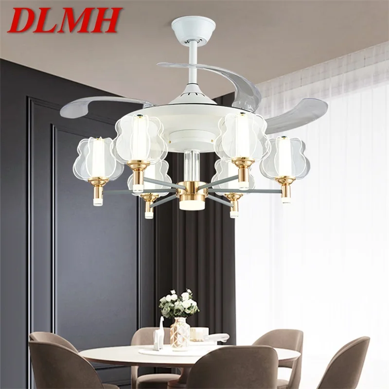 

DLMH LED Ceiling Lamp With Fan White Invisible Fan Blade With Remote Control Fixtures For Living Room Bedroom Restaurant