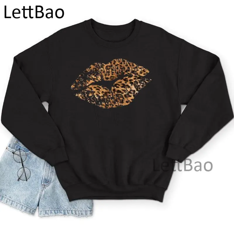 

Женские толстовки с капюшоном и принтом в виде леопардовых губ, новые модные повседневные толстовки с графическим принтом в стиле Harajuku Ulzzang,...
