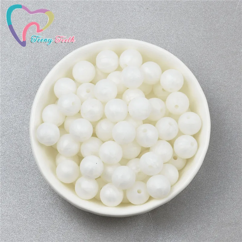 Teeny Teeth 10 шт. металлические белые силиконовые шестигранные Шарики 14-17 мм