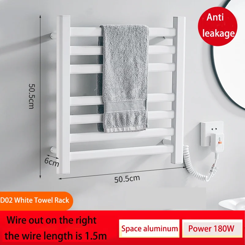 Electric Heated Towel Rack Bathroom Equipment Wall Mounted Space Aluminum Smart Towel Shelf Dryer Warmer Free Shipping IPX4 MJ06 enlarge