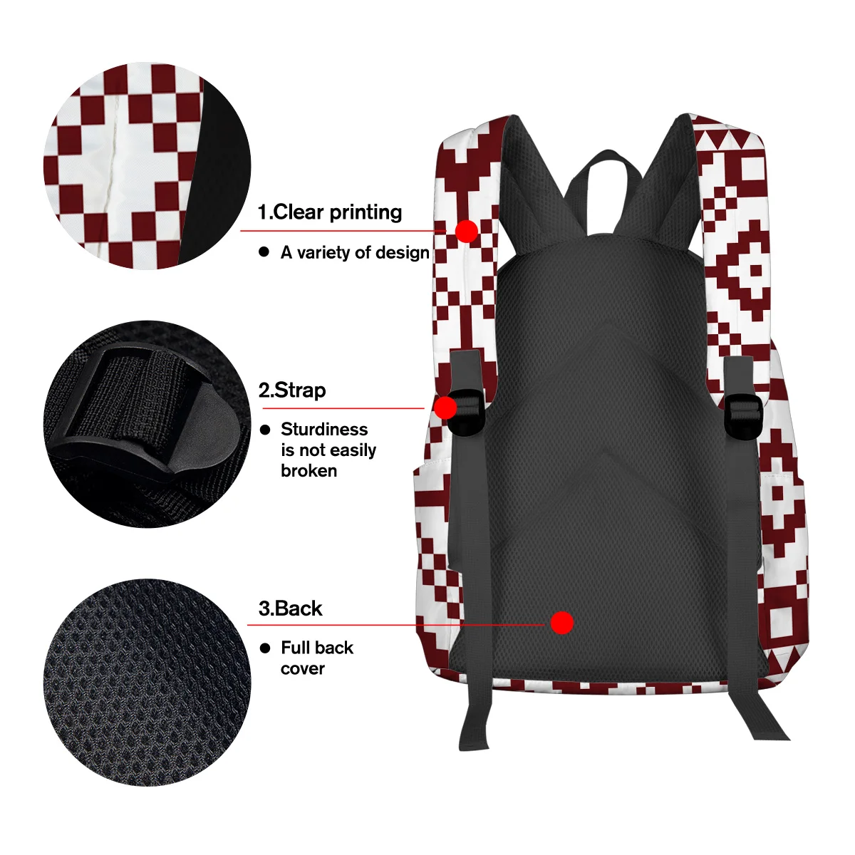 Рождественская тема Скандинавский дизайн красный рюкзак для подростков