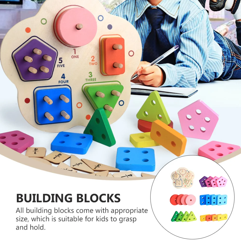 

1 Set Geometric Matching Cylinder Building Blocks Educational Colorful Stack