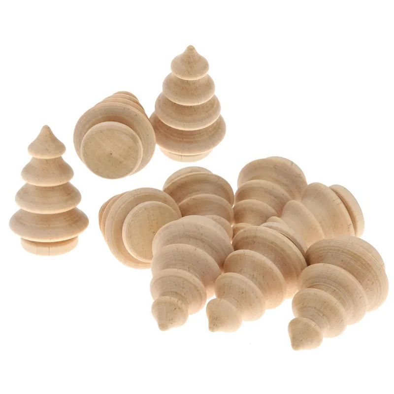 

Пустая DIY Деревянная Рождественская елка колышки для кукол топперы на торт для вечеринки упаковка из 10