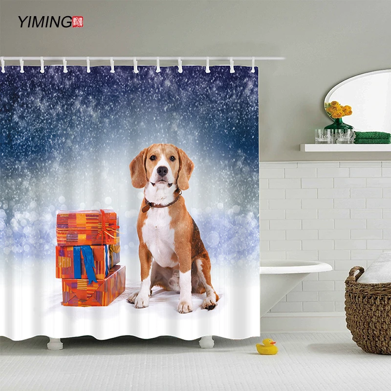 2020 Рождественская Водонепроницаемая занавеска для душа в ванную комнату