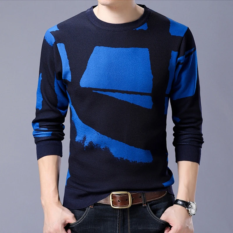 2019 осень зима свитер для молодых мужчин с длинными рукавами круглым вырезом