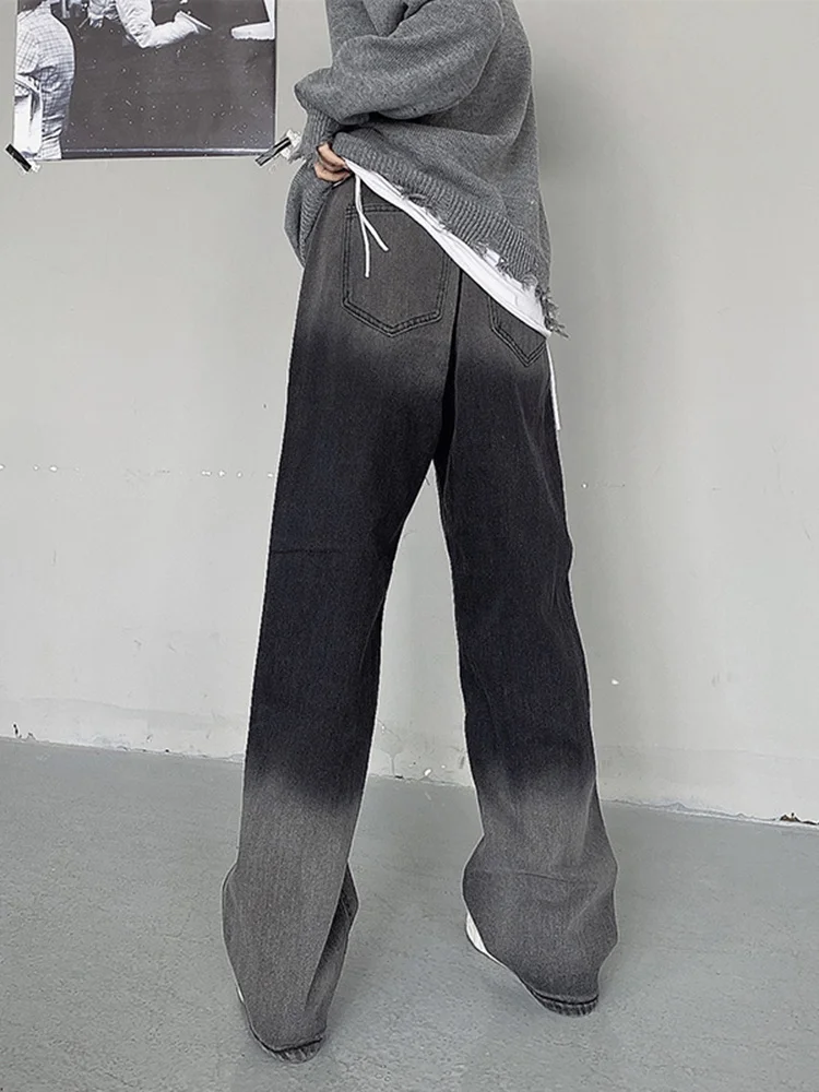 Straight Jeans Female 2021 New Autumn Winter Man Loose Ins Fashion Casual High Waist Wide Leg Pants