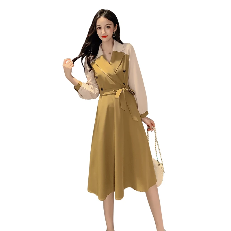 

Show thin film ~ autumn new splicing dress long long sleeve dress ~ in the big time take goods