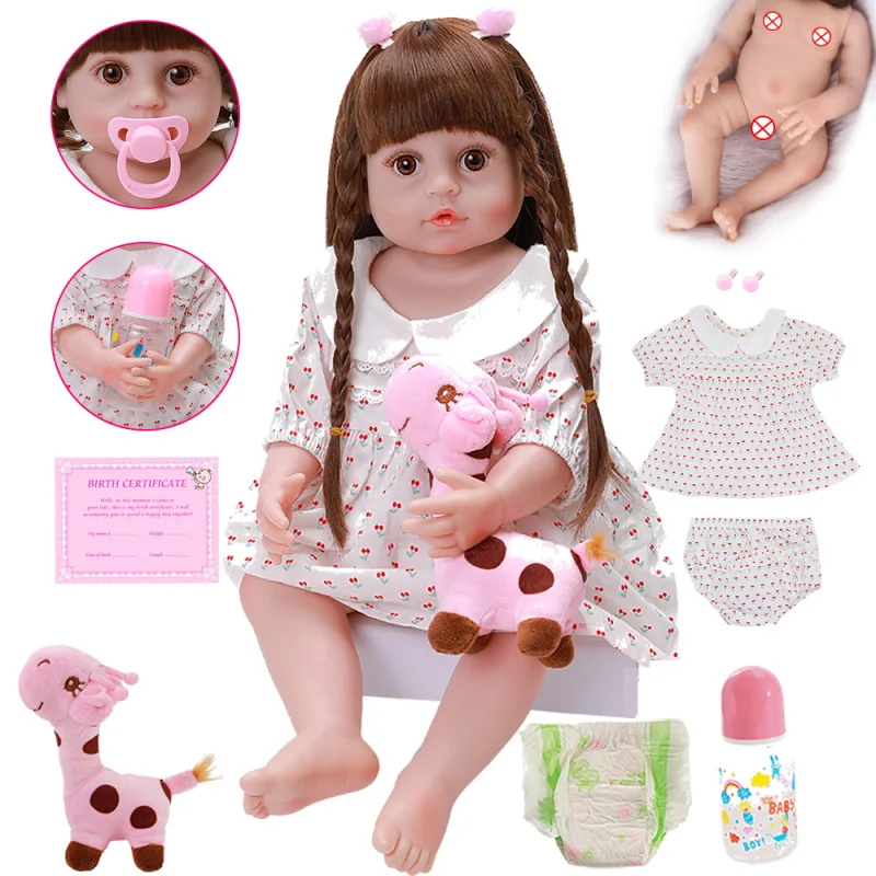 22 дюйма 56 см мягкая виниловая цельная силиконовая белая юбка Reborn Baby Doll Милая