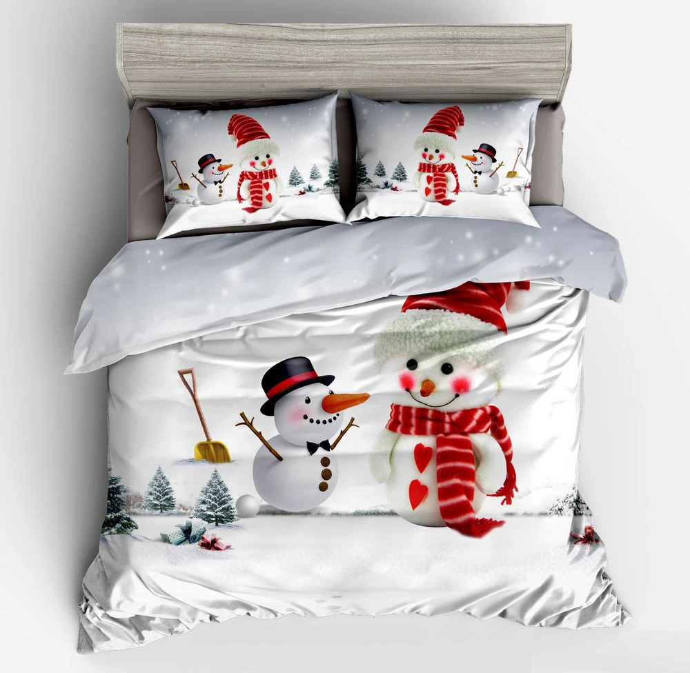 

3pcs/set 3D Cartoon Bedding Sets Merry Christmas Gift white Bedclothes queen king Duvet Quilt Cover 2pcs Pillowcases New Year