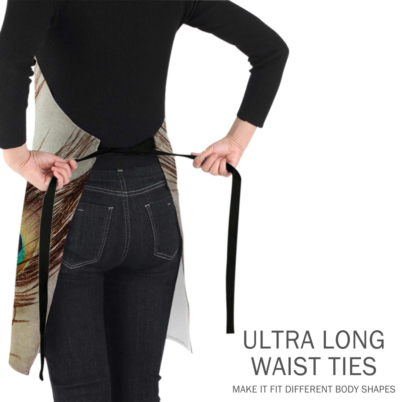 Фартук с павлиньими перьями регулируемый парусиновый индивидуальный дизайн для