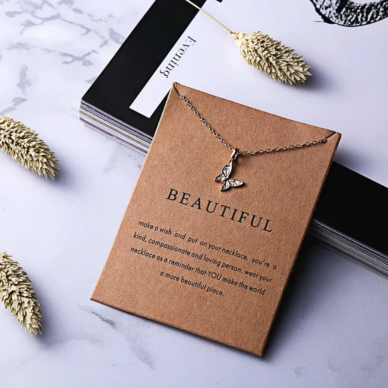 

YUNAO Jewelry Female Cardboard Butterfly Alloy Necklace Simple Jewelry High Quality Hot Selling Necklace