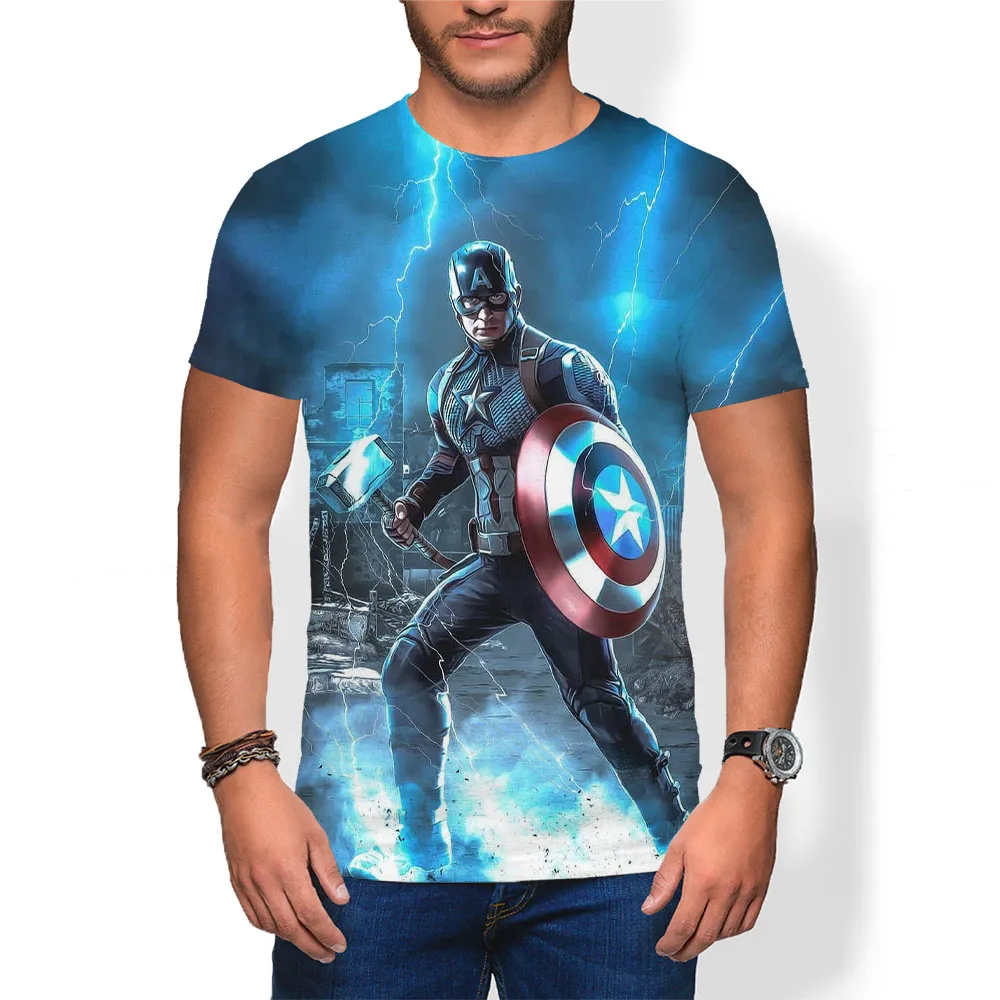 

2021 Summer Captain America T Shirt For Kids Fashion Short Sleeve Men Oversized T-shirt 3D Printed Casual Male Tee Tops