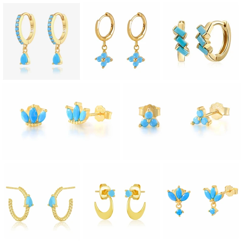 

Серьги-гвоздики женские из серебра 925 пробы с бирюзовым покрытием