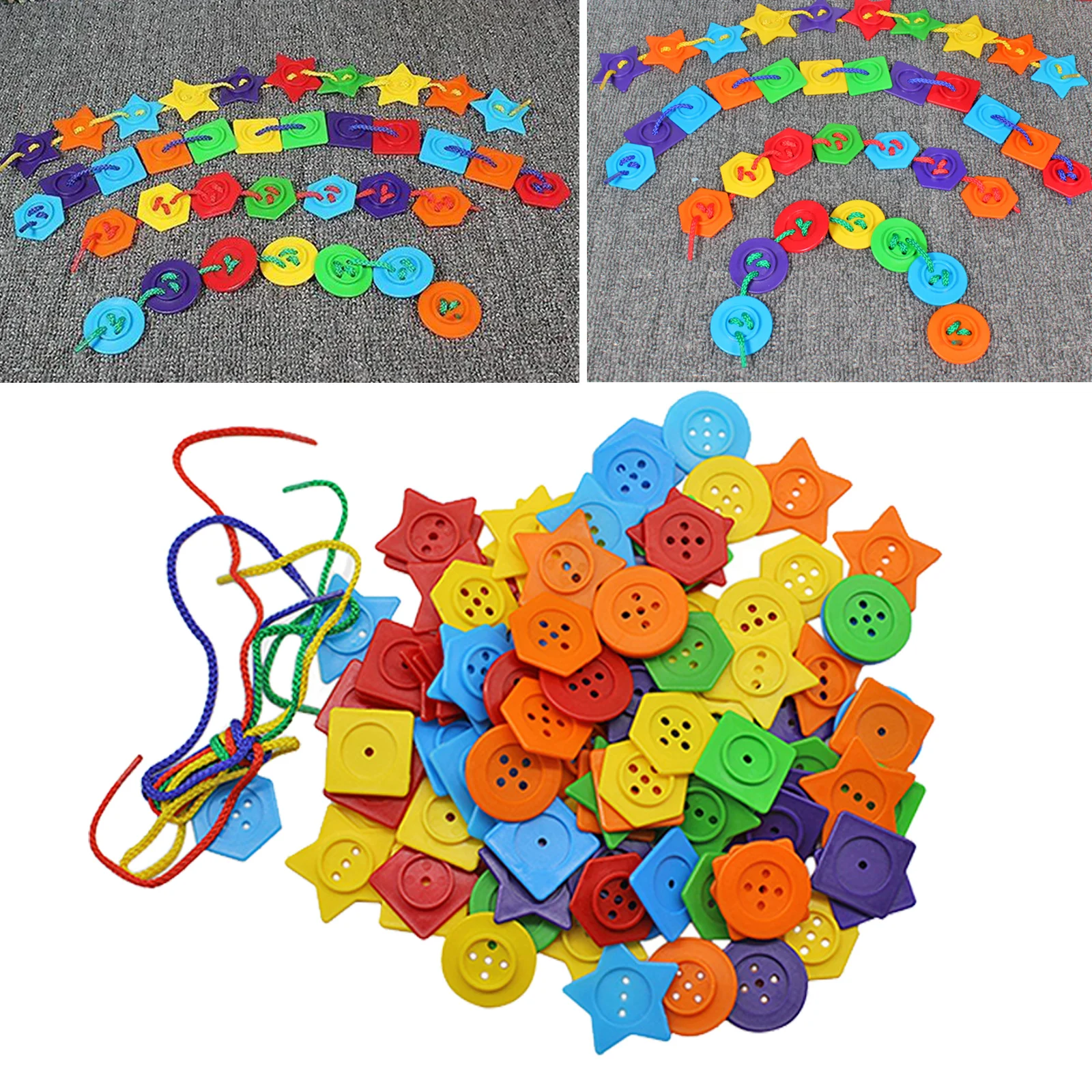 

Kids Children Threading Buttons Educational Puzzles Toy Lacing Toys Pentagon