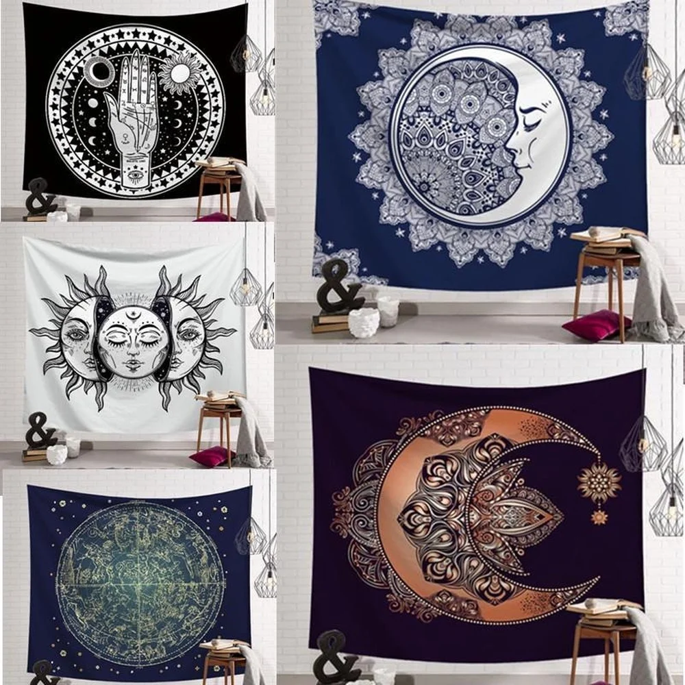 

Indian Sun God Tapestry Vintage Mysterious Background Tapestries Living Room Wall Hanging Blanket