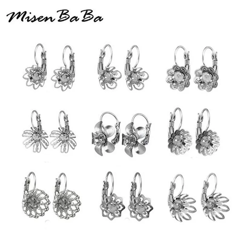 10 шт./лот французская Подставка под серьги из нержавеющей стали цветок кабошон