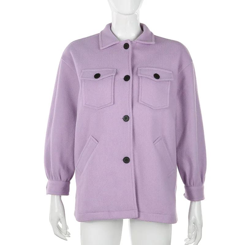 Осень-зима модная фиолетовая куртка пальто для женщин 2019 Ins хит однобортная с