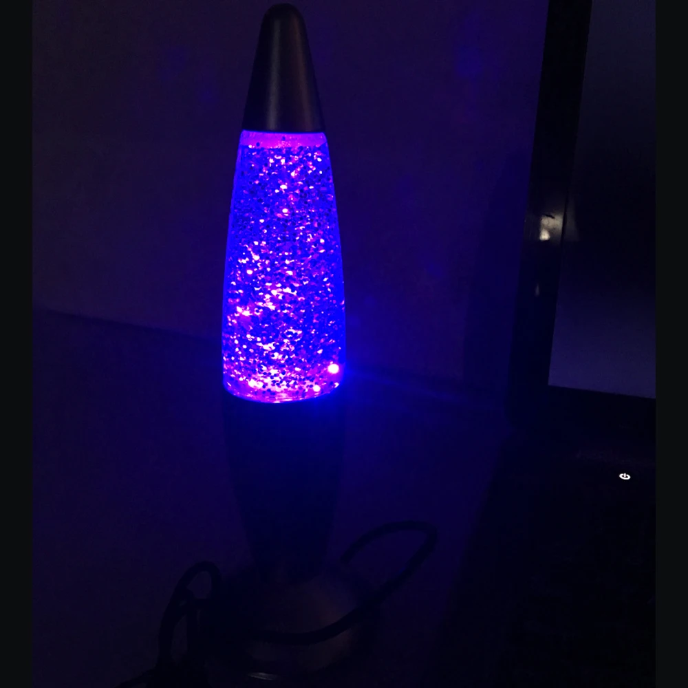 USB цветной Ночной светильник 3D ракета лава лампа RGB светодиодный блестящие