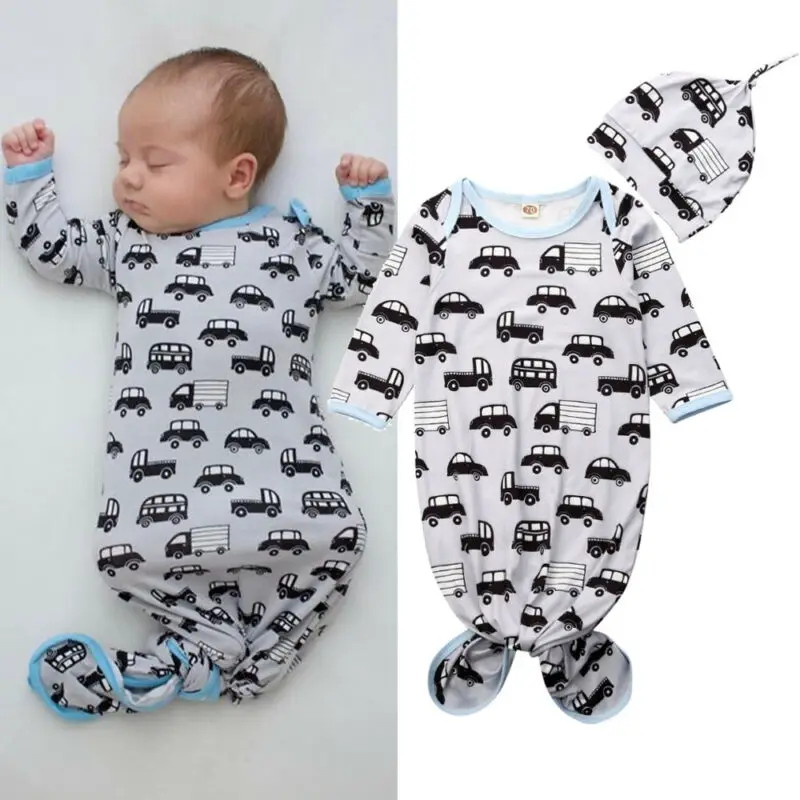 Мягкие хлопковые спальные мешки с принтом автомобиля для новорожденных девочек