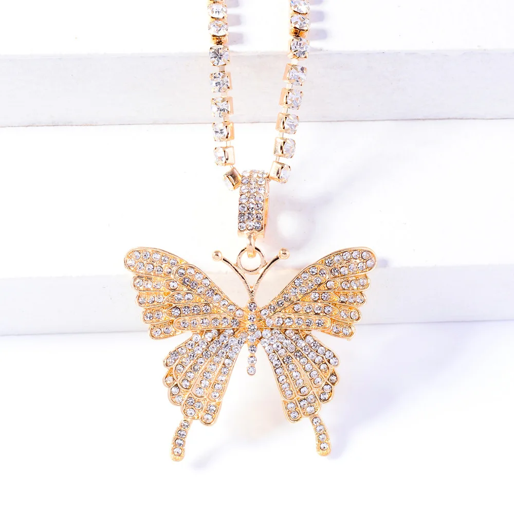

Popular jewelry temperament single layer claw chain necklace alloy exaggerated diamond Large Butterfly Necklace female