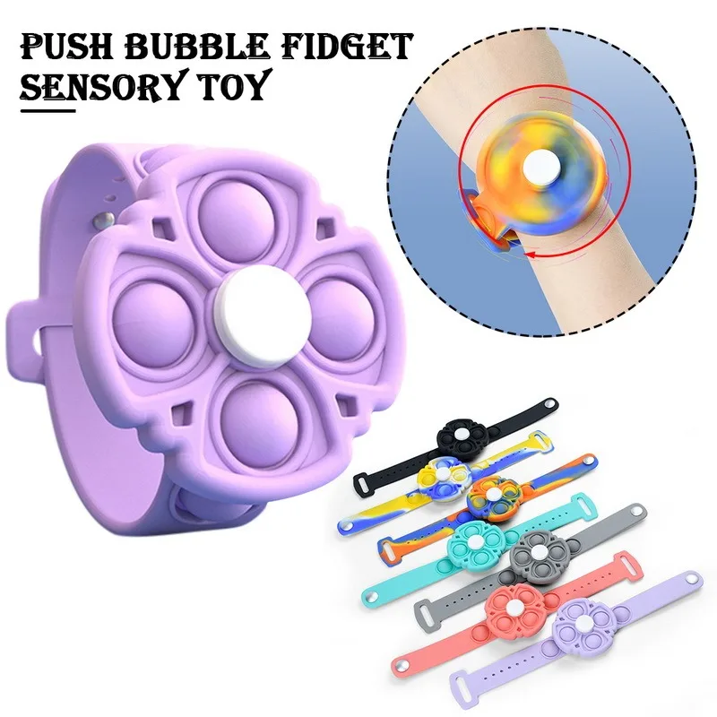 

Fidget Spinner Wristband Press Pops Toys Simple Dimple Antistress Fidget Toys for kids Bracelet Push Bubbles Silicone Wristband
