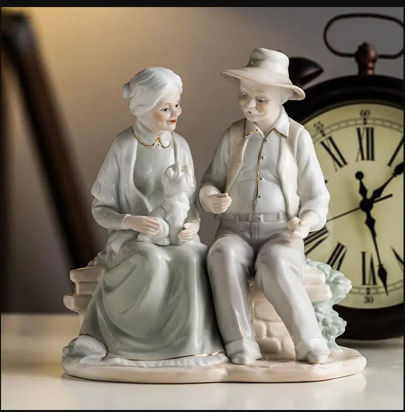 

Европейские современные керамические статуи, поделки для пожилых людей, декор для гостиной, офиса, настольные украшения, Декор, искусство