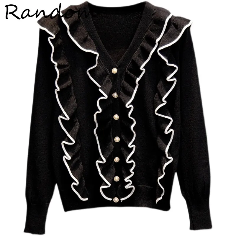 

Женский кардиган с жемчужным бантом и V-образным вырезом, милые винтажные Вязаные Короткие куртки, корейские зимние топы, ткань стандарта 4XL