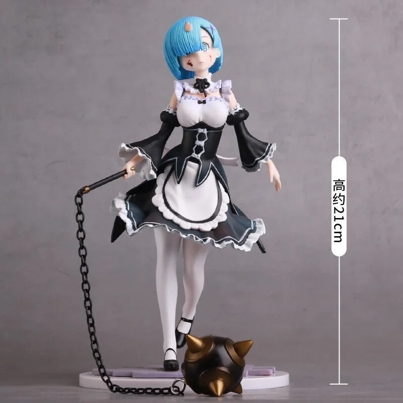 

Anime Toy Re:Life in A Different World From Zero Rem Figure Face Change Maid Tray Meteor Hammer Rem Action Figma Model Toys 21CM