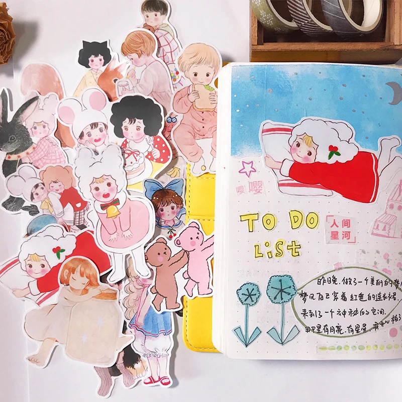 

15PCS Cute girl Stickers Crafts And Scrapbooking stickers book Student label Decorative sticker kids toys