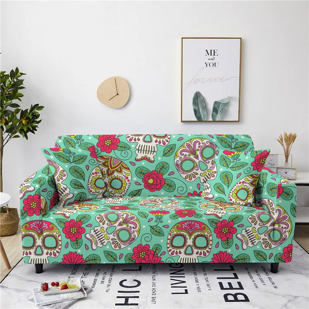 

Чехол для дивана с принтом в виде сахарного черепа, чехол для дивана, защитное покрытие для гостиной с цветами, защитная мебель для дивана