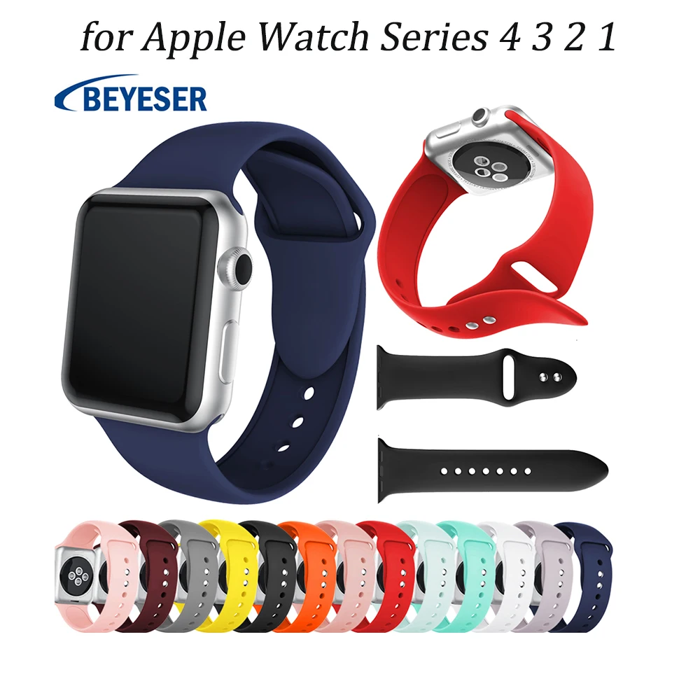 Мягкий силиконовый спортивный ремешок для Apple Watch 4 3 2 1 38 мм 42 мм полосы Классический ремешок для часов умный ремень для Iwatch серии 4 40 мм 44 мм