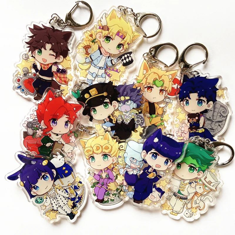 

Anime JoJo's Bizarre Adventure Dio Brando Cosplay Acrylic Cute Keychain Cartoon Key rings School Bag Pendant Xmas Gifts 6.5cm