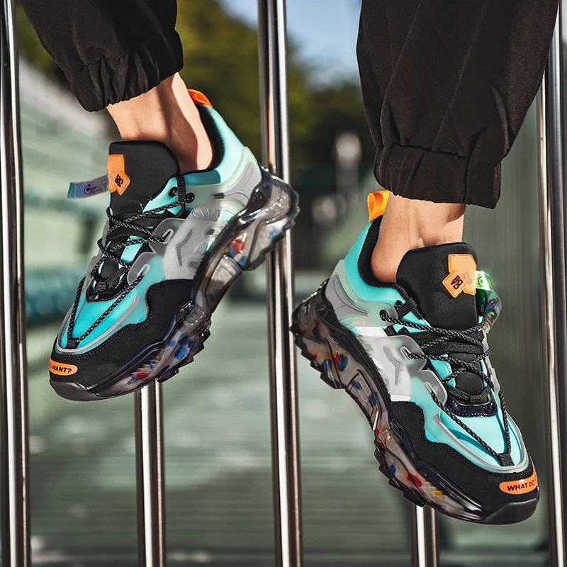 

New 2021 Mens Sneakers Breathable Lace-up Flat RunningShoes Comfortable Elasticity Mens Gym Trainers Shoes Zapatos De Hombre