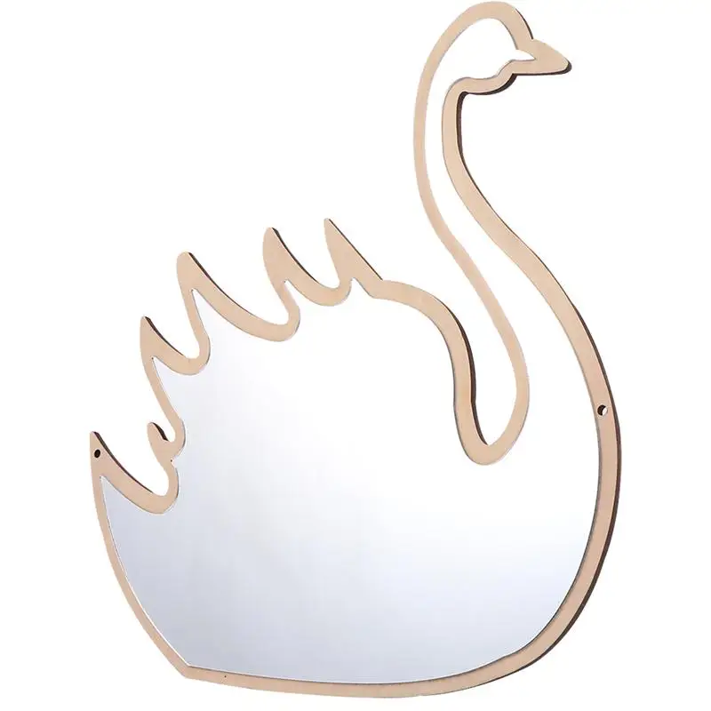 

Decorative Swan Shape Mirror Safe Wooden Mirror Decoration for Baby Nursery Kids Room Home Decorative Mirror Wall Mirror