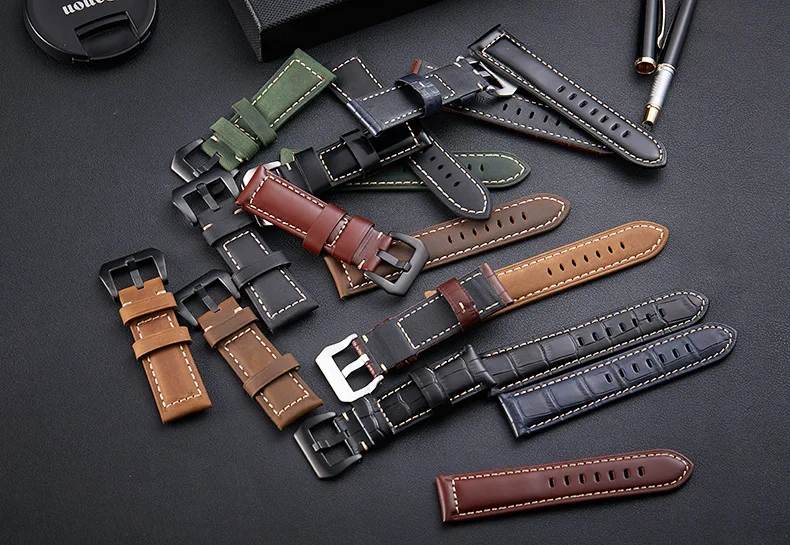 

Watch Accessories Watch Strap 20mm 22mm 24mm 26mm Vintage Crazy Horse Leather Watch Band For Panerai Fossil Watchband